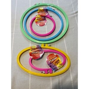Susan Bates HOOP-La Embroidery Hoops Set of 5 Neon Plastic Round Oval Assorted